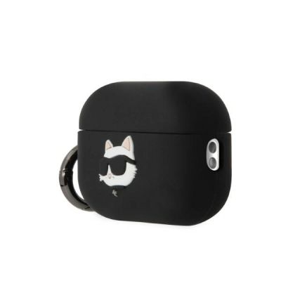 3. Karl Lagerfeld KLAP2RUNCHK AirPods Pro 2 Cover schwarz/schwarz Silikon Choupette Head 3D