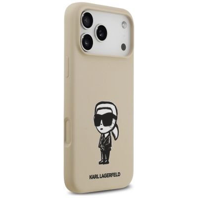 4. Karl Lagerfeld Silikonhülle mit Karl-Skizze und Logo (MagSafe) für iPhone 17 Pro Max – Braun