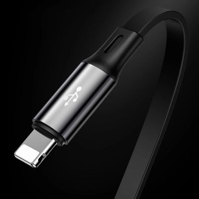 12. Baseus Golden Loop einziehbares 3in1 USB-Kabel - Micro-USB / Lightning / USB-C 3.5A 35cm - 120cm schwarz (CAMLT-JH01)
