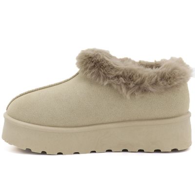 3. Beige Big Star Schneestiefel für Damen mit Fellbesatz an der Plateausohle UU274204
