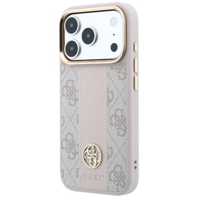 2. Guess 4G MagSafe Hülle mit gestreiften, runden und klassischen Logos für iPhone 17 Pro Max / 18 Pro Max – Pink