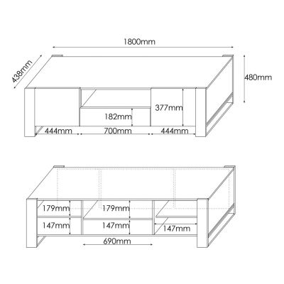 4. TV-Schrank HOLZ 180/44/48 Wotan-Eiche + Anthrazit
