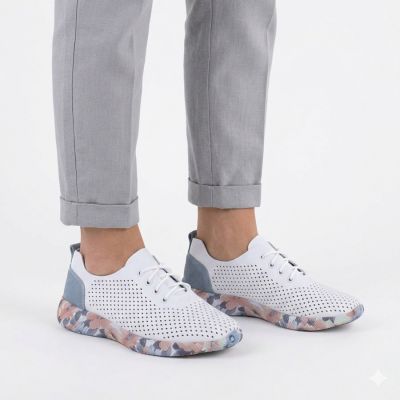 5. Weiße Damen-Lederschuhe mit Lochmuster, Artiker 58C0586