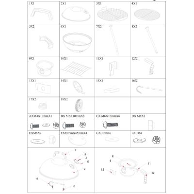 8. GARDEN GRILL REX STAHLKUGEL 46CM MIT ASCHENBECHER