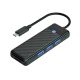 Orico PAPW3AT-U3 USB-Hub mit 4 Anschlüssen (3x USB-A 3.0) und microSD/SD-Kartenleser, 1,8 m Kabel, schwarz