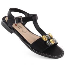 Bequeme Sandalen mit Zirkonen S.Barski W OLI261A schwarz