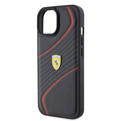 6. Ferrari FEHCP15SPTWK iPhone 15 6,1" schwarz/schwarzes Hardcase Twist Metal Logo