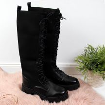 Schwarze Damen-Arbeitsstiefel mit Socken Sabatina