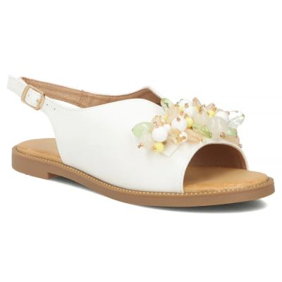 Damensandalen mit Perlen, weiß, Filippo DS7900