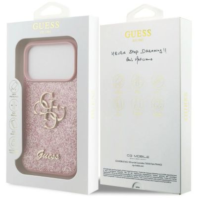 8. Guess Fixed Glitter Big 4G Hülle für iPhone 17 Pro / 18 Pro - Pink