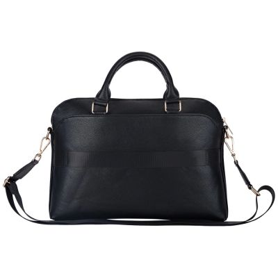 2. Guess – Grained Zipper Pocket Triangle Logo 15-Zoll-Laptoptasche – Schwarz