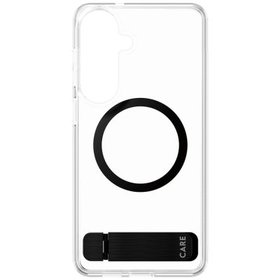 3. CARE by PanzerGlass Schwarze Schutzhülle mit Ständer und Qi-Funktion für Samsung Galaxy S26+ - Transparent
