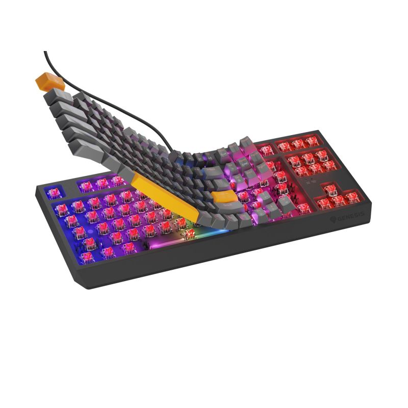 5. GENESIS Thor 230 TKL Gaming-Tastatur USB + RF Wireless + Bluetooth QWERTY Schwarz, Grau, Orange