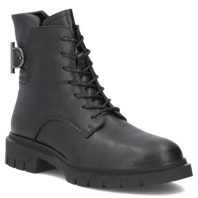 Schwarze Damen-Ankle-Boots aus Leder, Filippo DBT8018