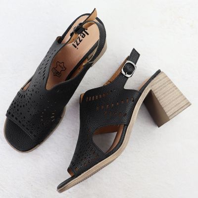 3. Schwarze, durchbrochene Damen-Sandalen mit hohem Absatz, Jezzi 24125