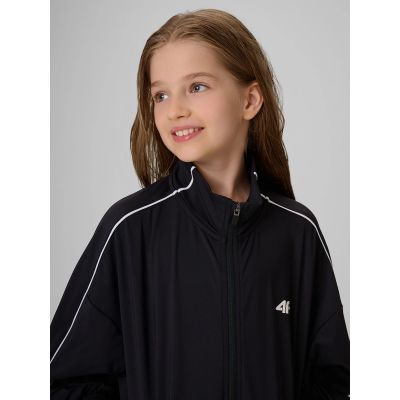 4. Lockerer Sport-Sweatshirt für Mädchen ohne Kapuze 4F 4FJRSS26TSWSF3057-20S