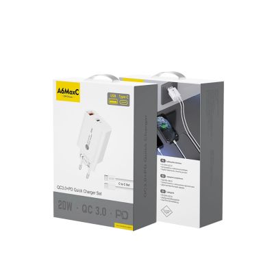 3. A6MaxL 20W USB-A USB-C Wandladegerät mit USB-C - USB-C 1m Kabel - weiß