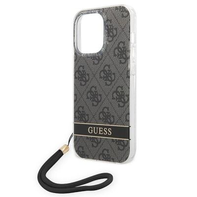 5. Guess GUOHCP14LH4STK iPhone 14 Pro 6.1 "schwarz / schwarzes Hardcase 4G Print Strap