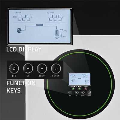 3. Qoltec Hybrid-Off-Grid-Solarwechselrichter 3500 W | 100 A | 24 V | MPPT | BMS | WLAN-Option | Sinus | Leistungsfaktor 1,0