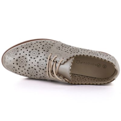 3. Damen-Oxfordschuhe mit Lochmuster, Gold, Potocki 12778