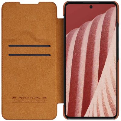 4. Nillkin Qin Lederholsterhülle für Samsung Galaxy A73 braun