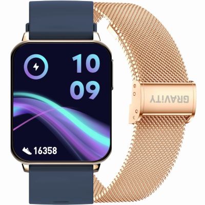 Smartwatch Gravity Roségold Marineblau 2 Armbänder GT17-2