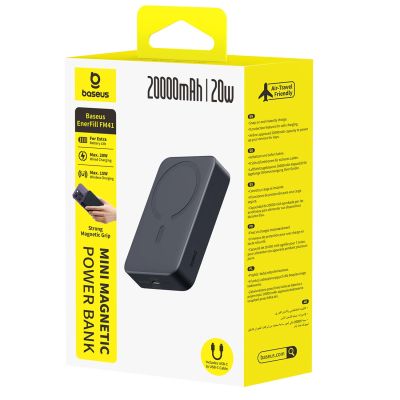 5. Baseus EnerFill FM41 20000mAh 20W Magnetische Powerbank mit 30cm USB-C-zu-USB-C-Kabel – Schwarz