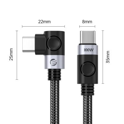 3. C2C PD100W Laptop-Schnellladekabel (Winkelkabel) schwarz 1 m