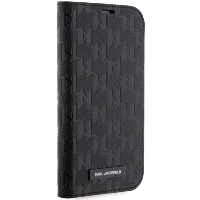 5. Karl Lagerfeld KLBKP14LSAKLHPK iPhone 14 Pro 6,1" Bücherregal schwarz/schwarzes Saffiano-Monogramm