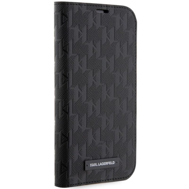 5. Karl Lagerfeld KLBKP14LSAKLHPK iPhone 14 Pro 6,1" Bücherregal schwarz/schwarzes Saffiano-Monogramm