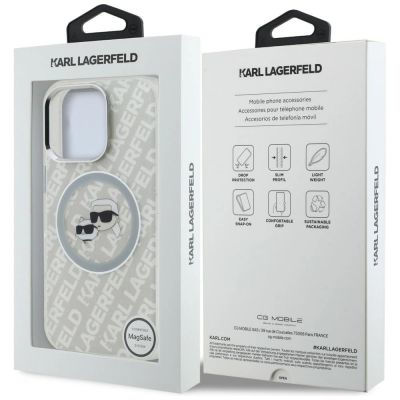 8. Karl Lagerfeld IML Glitter Karl & Choupette Heads Logo MagSafe Hülle für iPhone 16 Pro Max - Grau