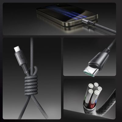 5. Joyroom S-A50 Unlimited Series 60W USB-C – USB-C-Kabel mit magnetischem Organizer 1,2 m – Grau