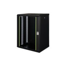 Digitus Unique 19" 16U Wand-Netzwerkschrank 600x450 mm, Glastür, schwarz, ungeteilt, montiert, 100 kg