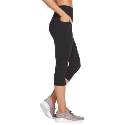 3. Skechers Go Walk Capri-Shorts mit hoher Taille W2CP2-BLK Schwarz XS