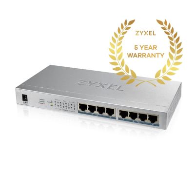 6. Zyxel GS1008-HP 8p PoE-Switch (PoE+: 8) 60W Unmanaged Gigabit