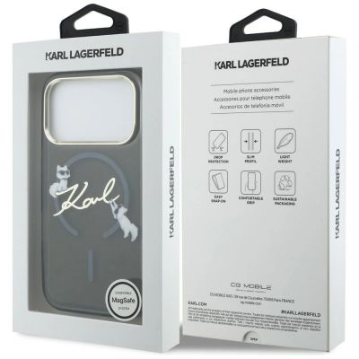 8. Karl Lagerfeld IML Choupettes Karl Script Logo MagSafe Hülle für iPhone 17 Pro - Schwarz