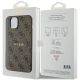 8. Guess 4G Collection Leder Metall Logo MagSafe Hülle für iPhone 15 Plus / 14 Plus – Braun