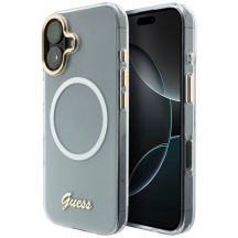 Guess IML Gradient Script Metal MagSafe Hülle für iPhone 17 - Weiß
