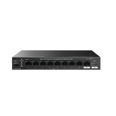 2. Tenda TEG1110PF-8-120W Netzwerkkarte, unmanaged Gigabit Ethernet (10/100/1000) mit PoE-Unterstützung, Schwarz