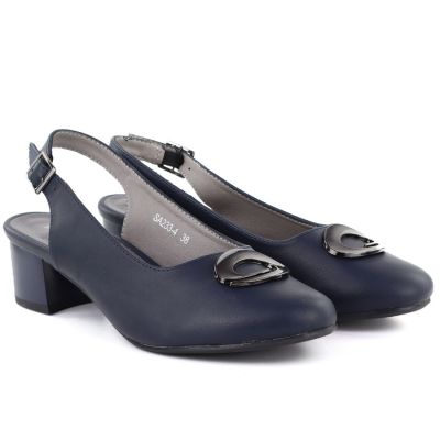 3. Marineblaue Damen-Pumps mit offenem Absatz, Modell M.Daszyński SA233-4