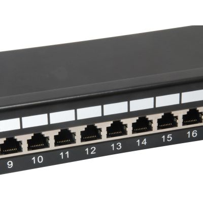 5. Ausstattung: 19-Zoll-Patchpanel, 24xRJ45, Cat6, FTP, 1 HE, 250 MHz, RAL9005