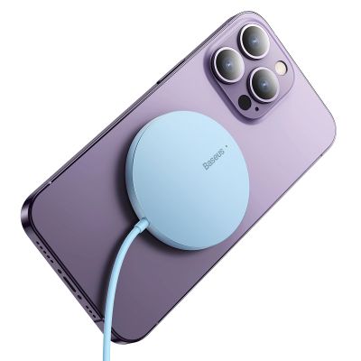 2. Baseus Simple Mini3 magnetisches Ladegerät MagSafe Qi 15W blau