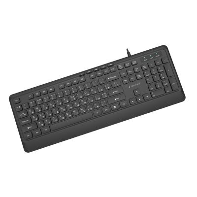 3. GEMBIRD Kabelgebundene Multimedia-Tastatur, schlank, 5 Tasten mit Hotkeys, russisches Layout, schwarz