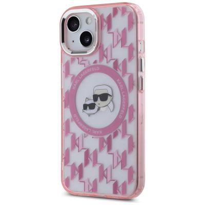 2. Karl Lagerfeld IML Monogram Karl & Choupette Head MagSafe-Hülle für iPhone 15 Plus – Rosa