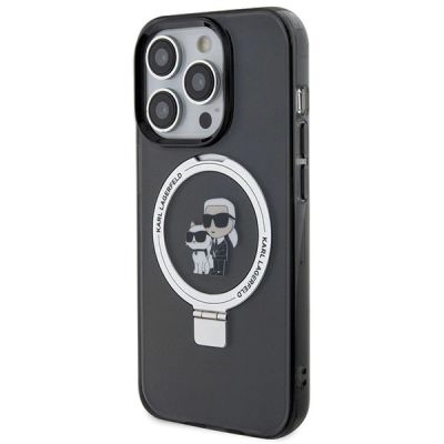 2. Karl Lagerfeld KLHMP15LHMRSKCK iPhone 15 Pro 6,1" schwarz/schwarz Hardcase Ringständer Karl&Choupette MagSafe