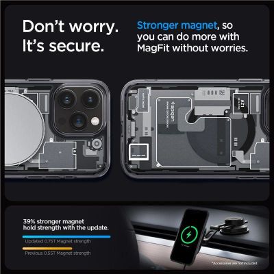 2. Spigen Ultra Hybrid Mag Case mit MagSafe für iPhone 15 Pro – Dunkelgrau (Zero One Pattern)