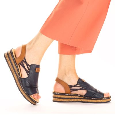 6. Bequeme Damen-Keilsandalen, blau, Rieker 62962-14