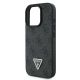 6. Guess Leder 4G Triangle Strass MagSafe Hülle für iPhone 16 Pro Max – Schwarz