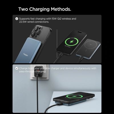 8. Spigen EA2205MQ Essential MagSafe 5000 mAh 22,5 W QI2 Powerbank – Marineblau