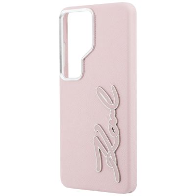 6. Karl Lagerfeld Schutzhülle mit genarbtem Logo aus Metallharz für Samsung Galaxy S26 Ultra – Pink